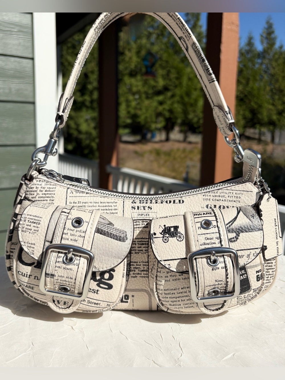 NEW COACH Ashton Shoulder Bag
With Newspaper Print CDC12